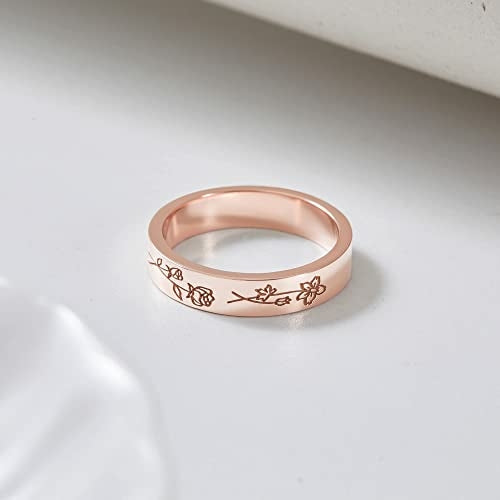 Birth Month Flowers Ring, Family Floral Ring, Gift for Mom,Mother Ring