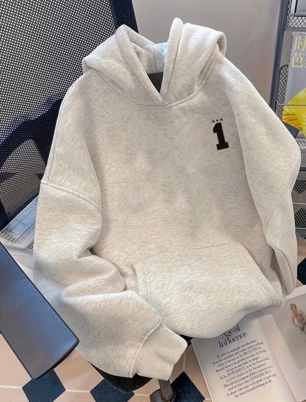 Men’s cordless hoodie sweatershirt, Autumn/winter style loose fit versatile high street outerwear