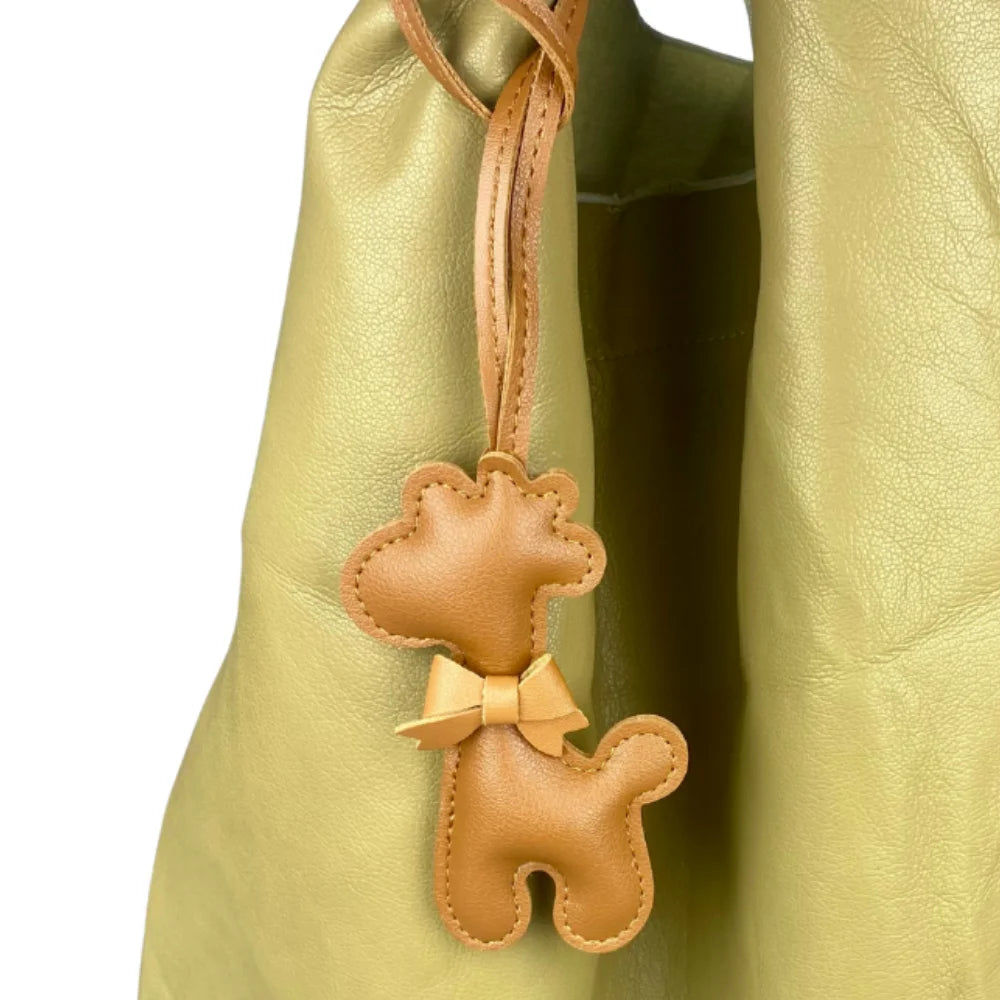 Adorable Leather Giraffe Bag Charm with Cute Bow