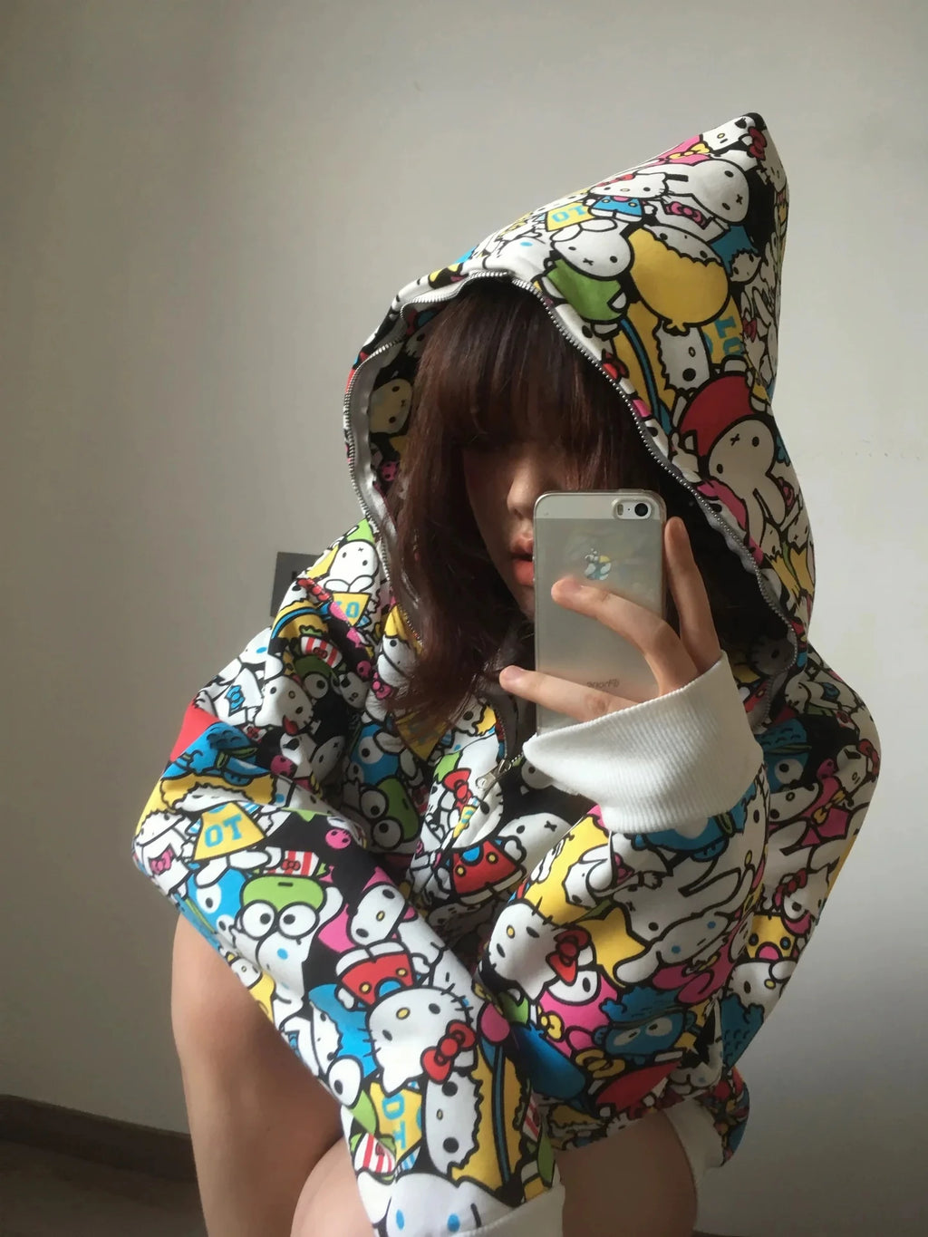 Sanrio Colorful Hoodies Fall Jacket Oversized Sweatshirts