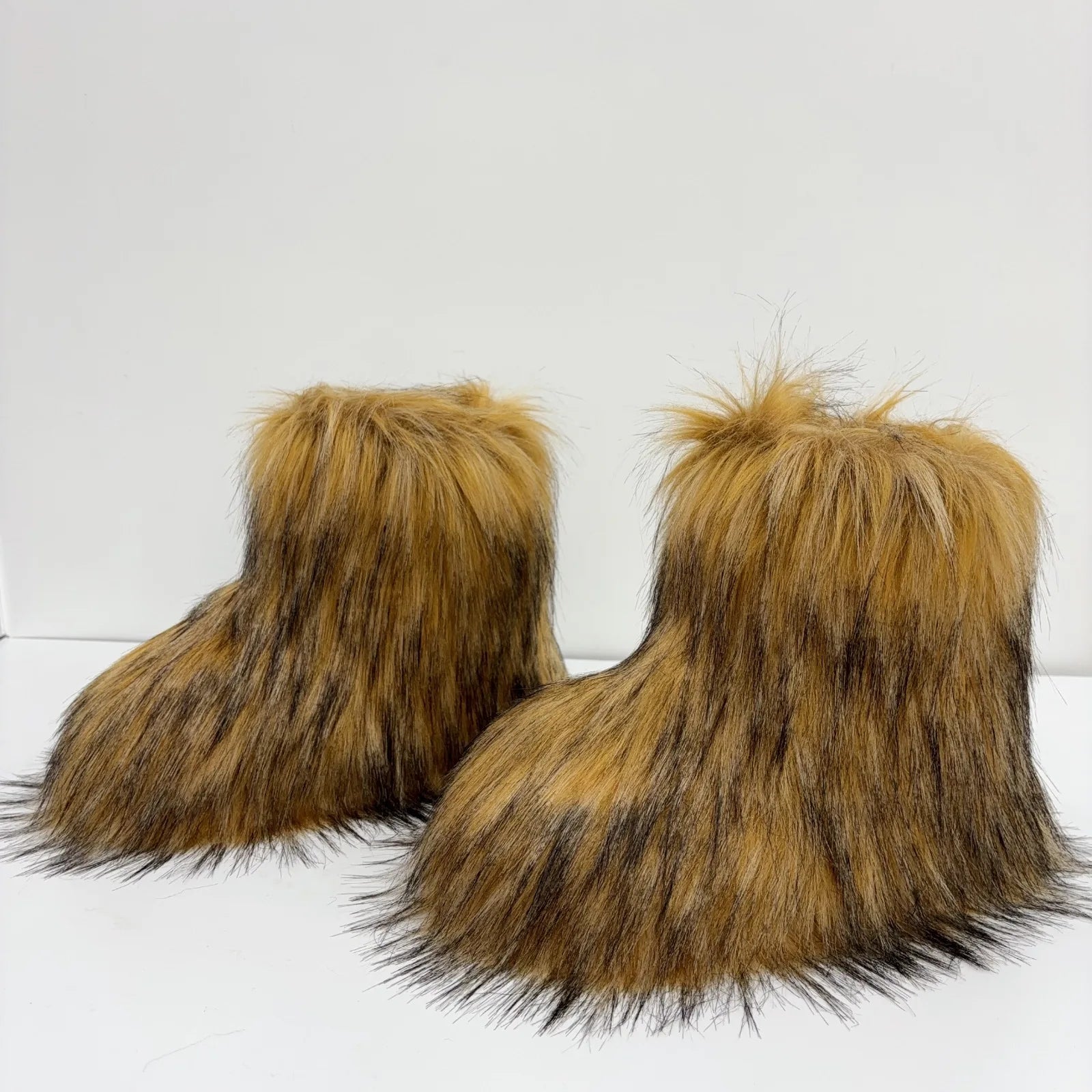 Hot Kids Warm Fur Boots Kids Winter Plush Faux Fur Snow Boots Ladies