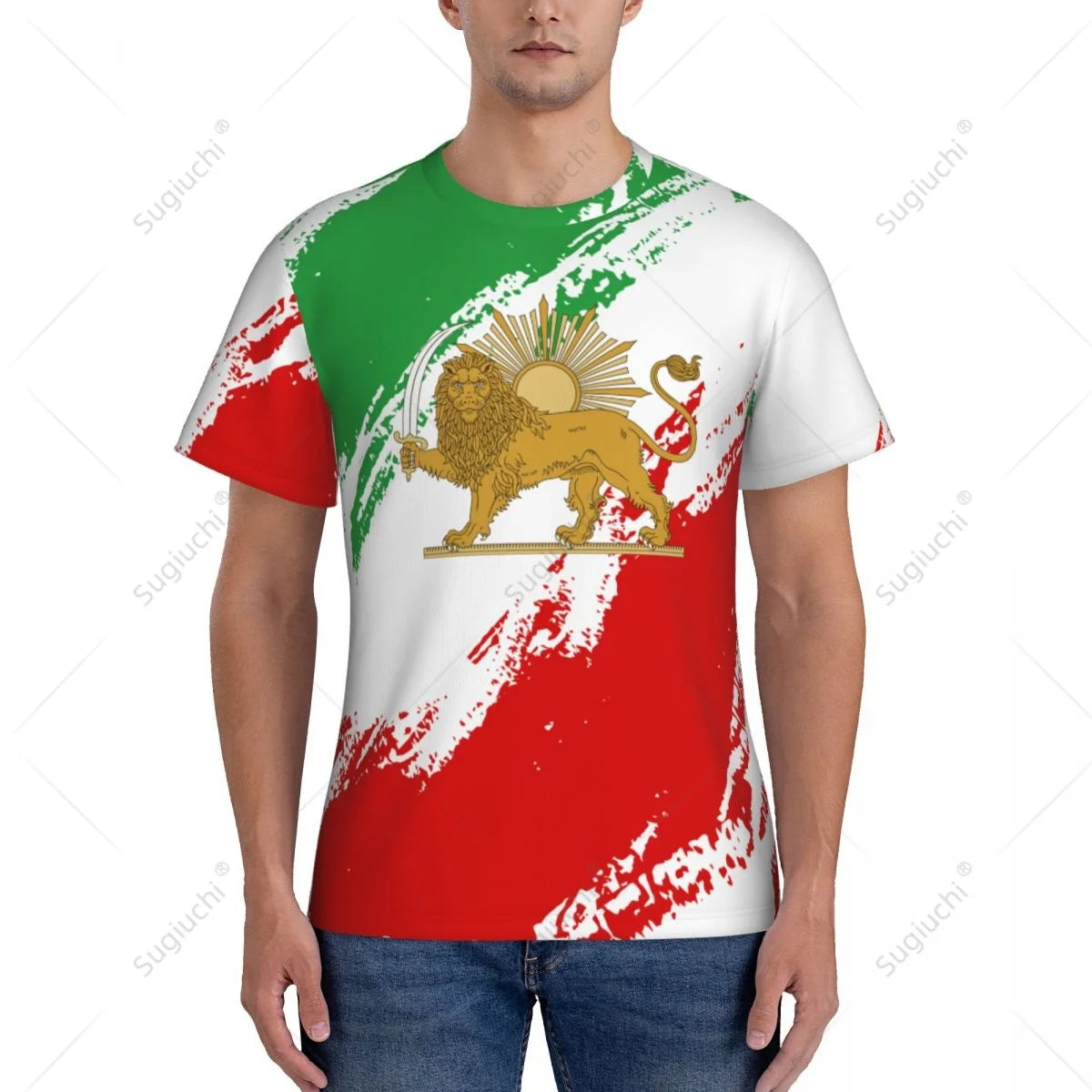 Custom Name Nunber Persia Iran Lion And Sun Flag Emblem 1423-1979 Men Tight Sports T-shirt Tees jersey For Soccer Football Fans