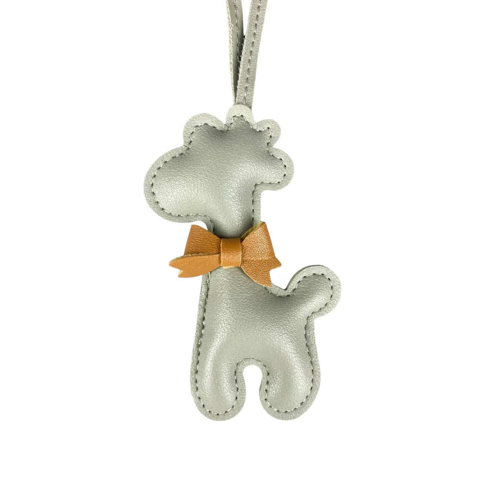 Adorable Leather Giraffe Bag Charm with Cute Bow