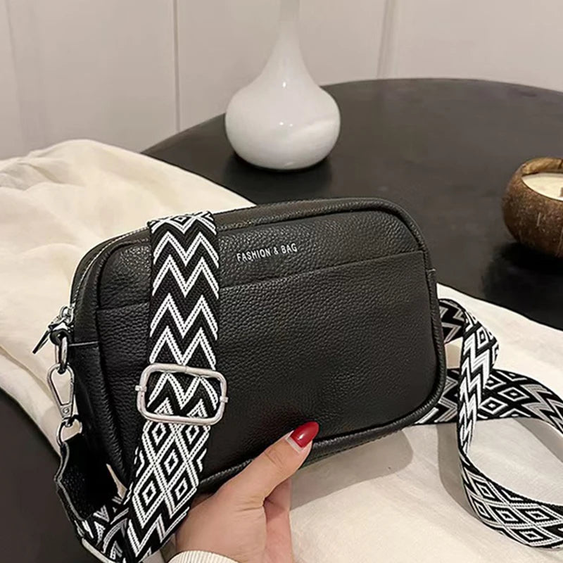 Elegant Faux Leather Camera Crossbody Bag Letter Strap Adjustable Lightweight