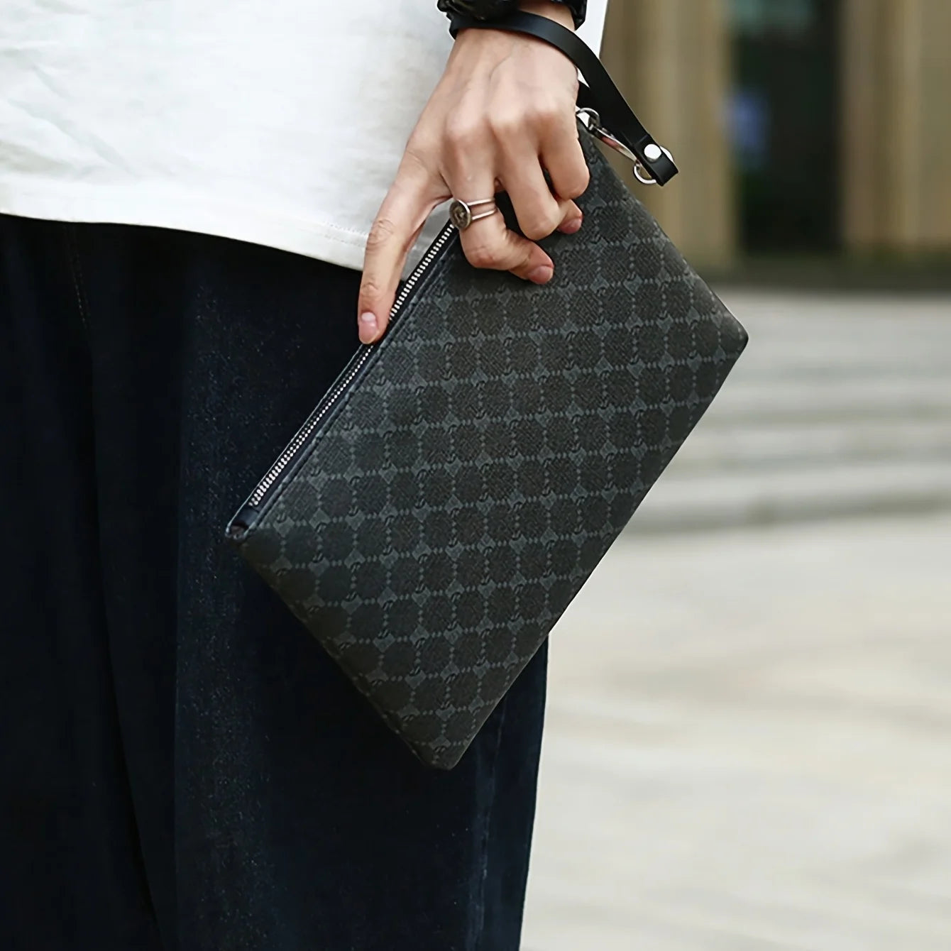 Fashion Men's Clutch Bag Business Large Wallet Wrist Bag