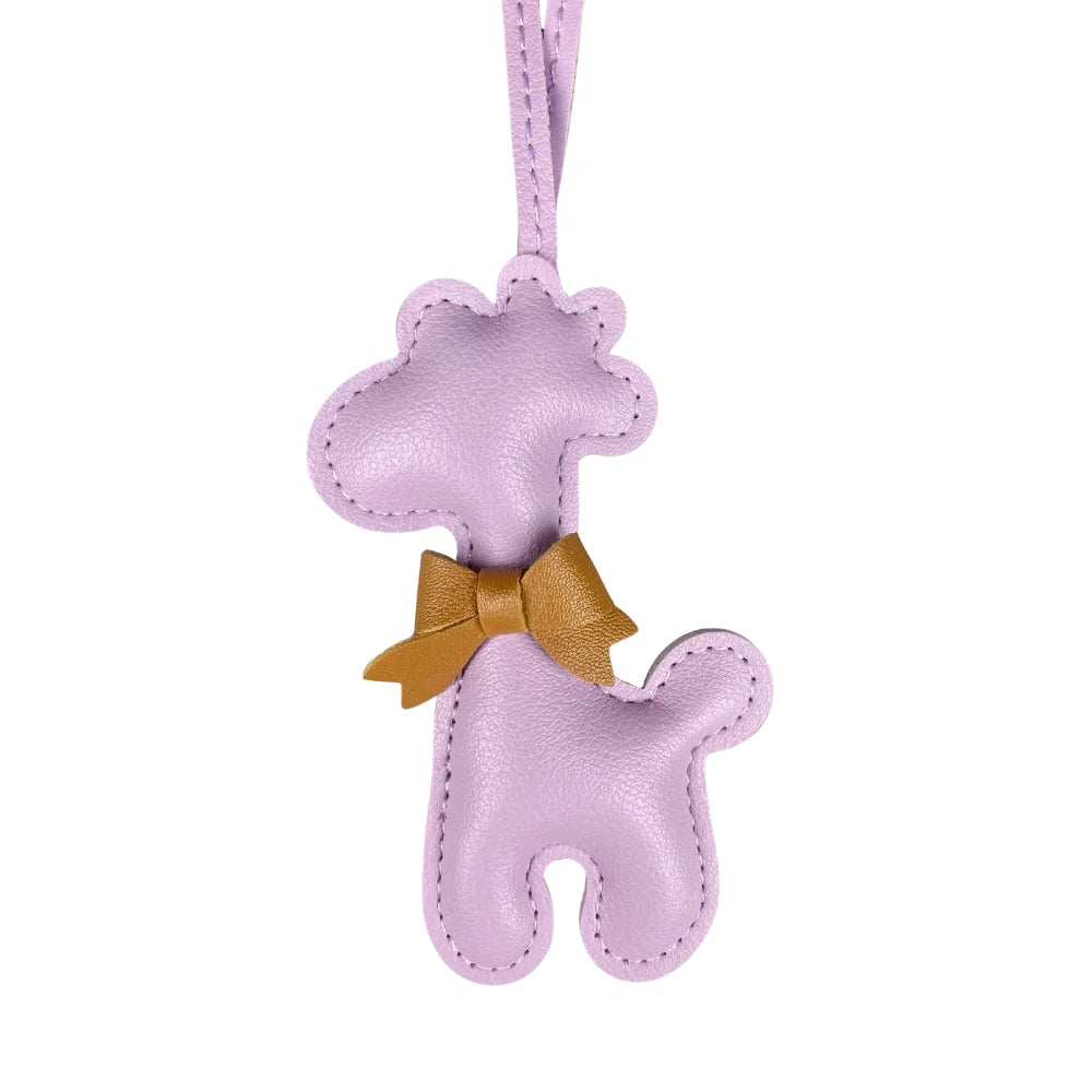 Adorable Leather Giraffe Bag Charm with Cute Bow