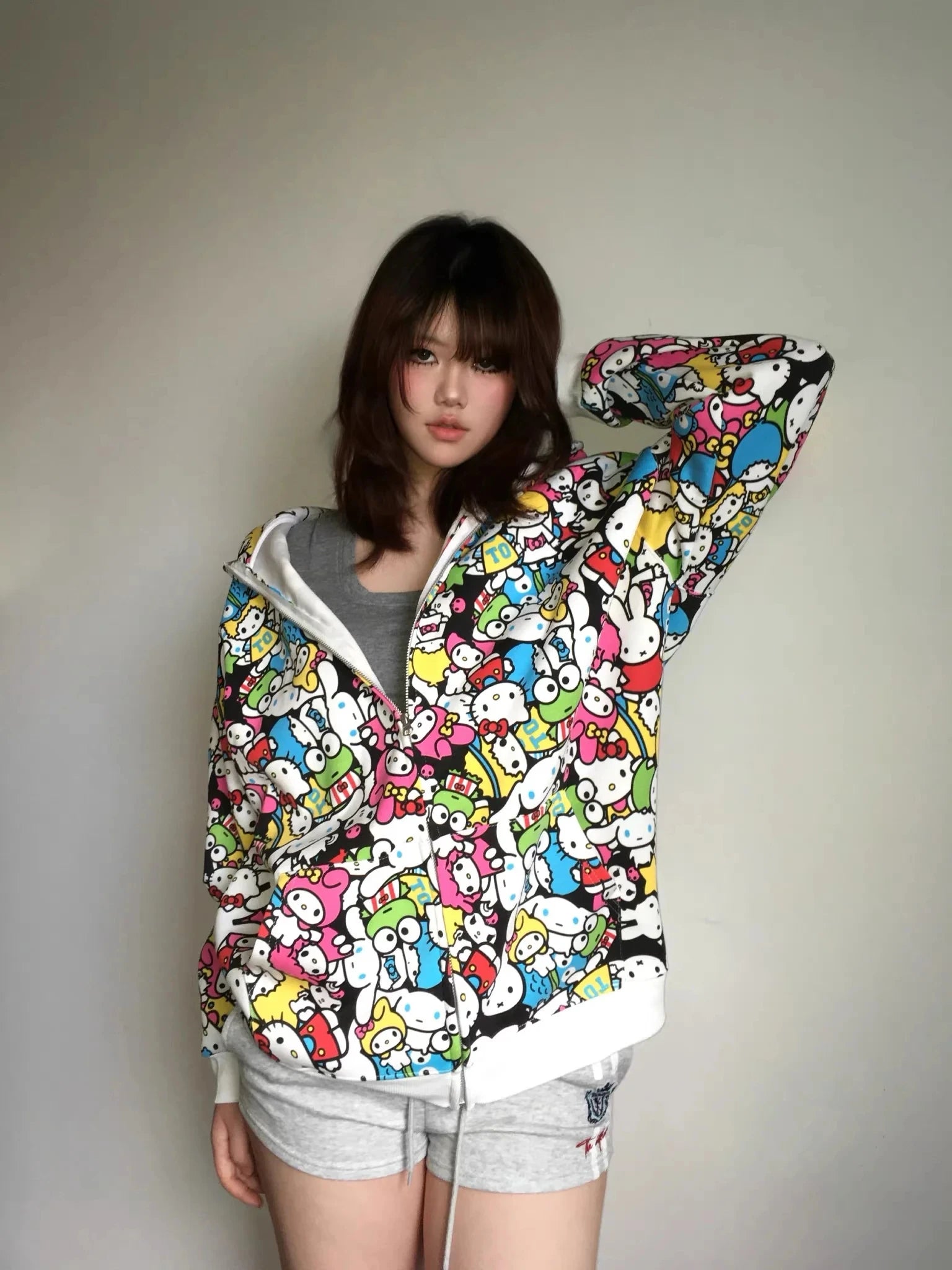 Sanrio Colorful Hoodies Fall Jacket Oversized Sweatshirts