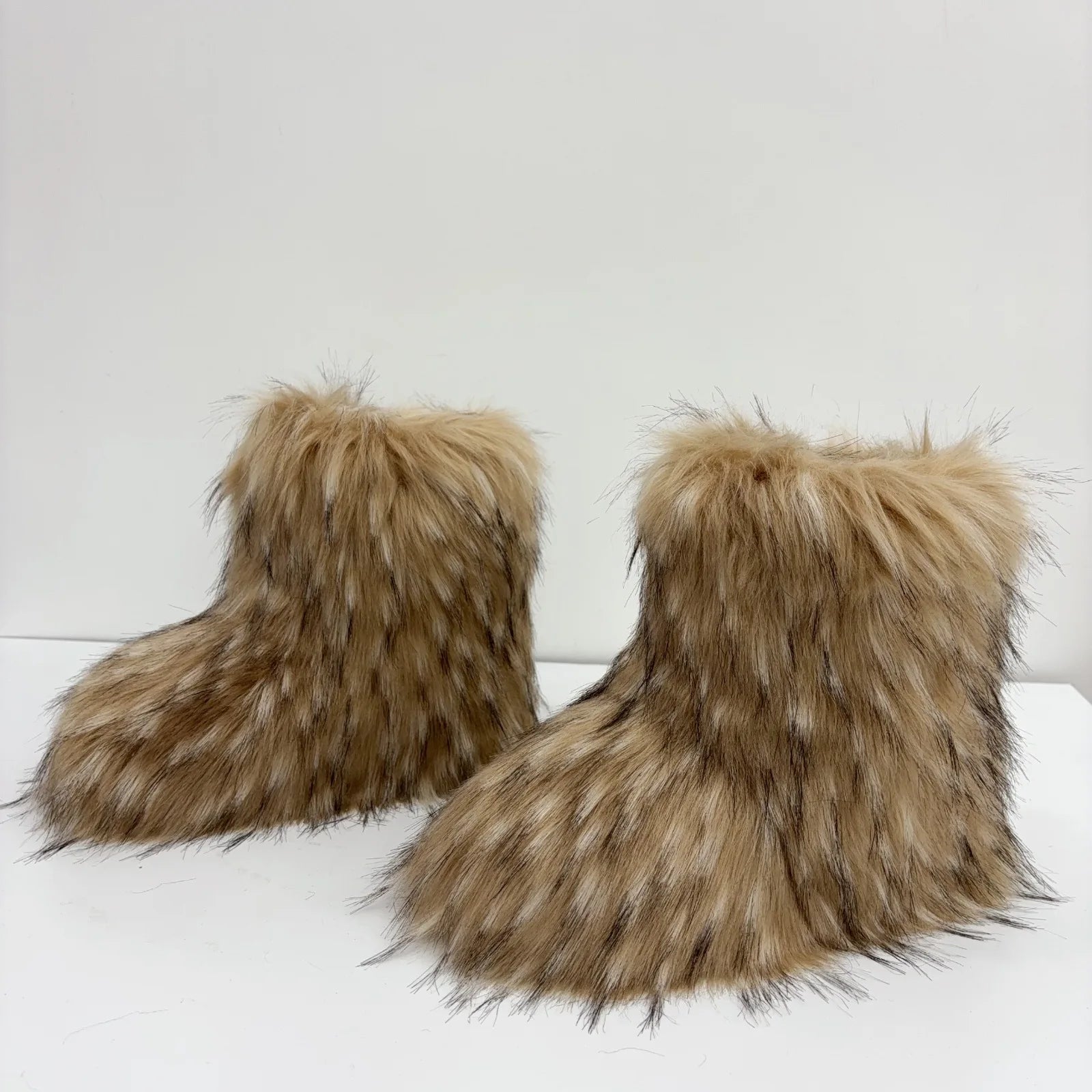 Hot Kids Warm Fur Boots Kids Winter Plush Faux Fur Snow Boots Ladies