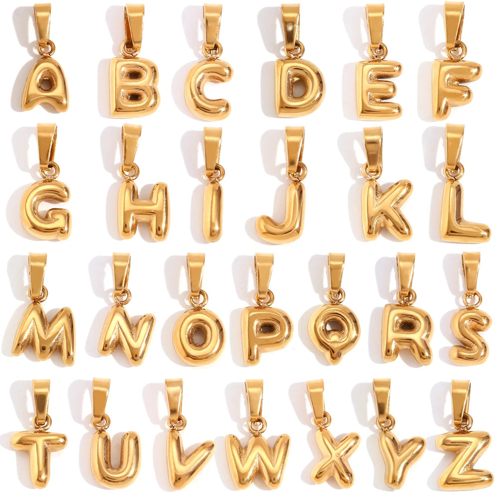 E.B.belle New 2024 Popular Mini Bubble 26 Initial Letter Charms For Jewelry Gold Plated Premium Stainless Steel Jewelry Pendant