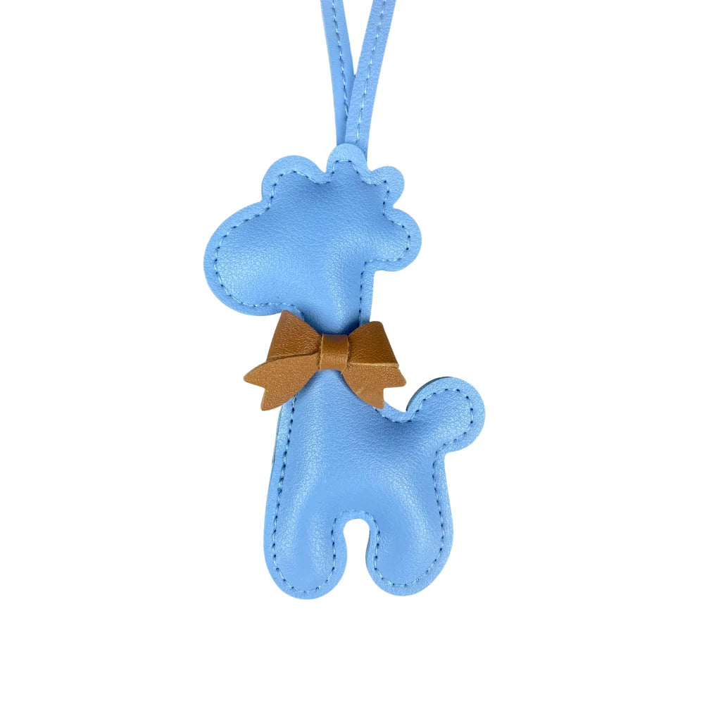 Adorable Leather Giraffe Bag Charm with Cute Bow
