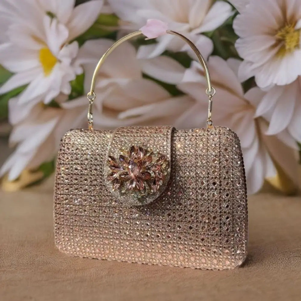 Sparkling Rhinestone Clutch Bag Lady Crystal Evening Purse Luxury Metal Handle Chain