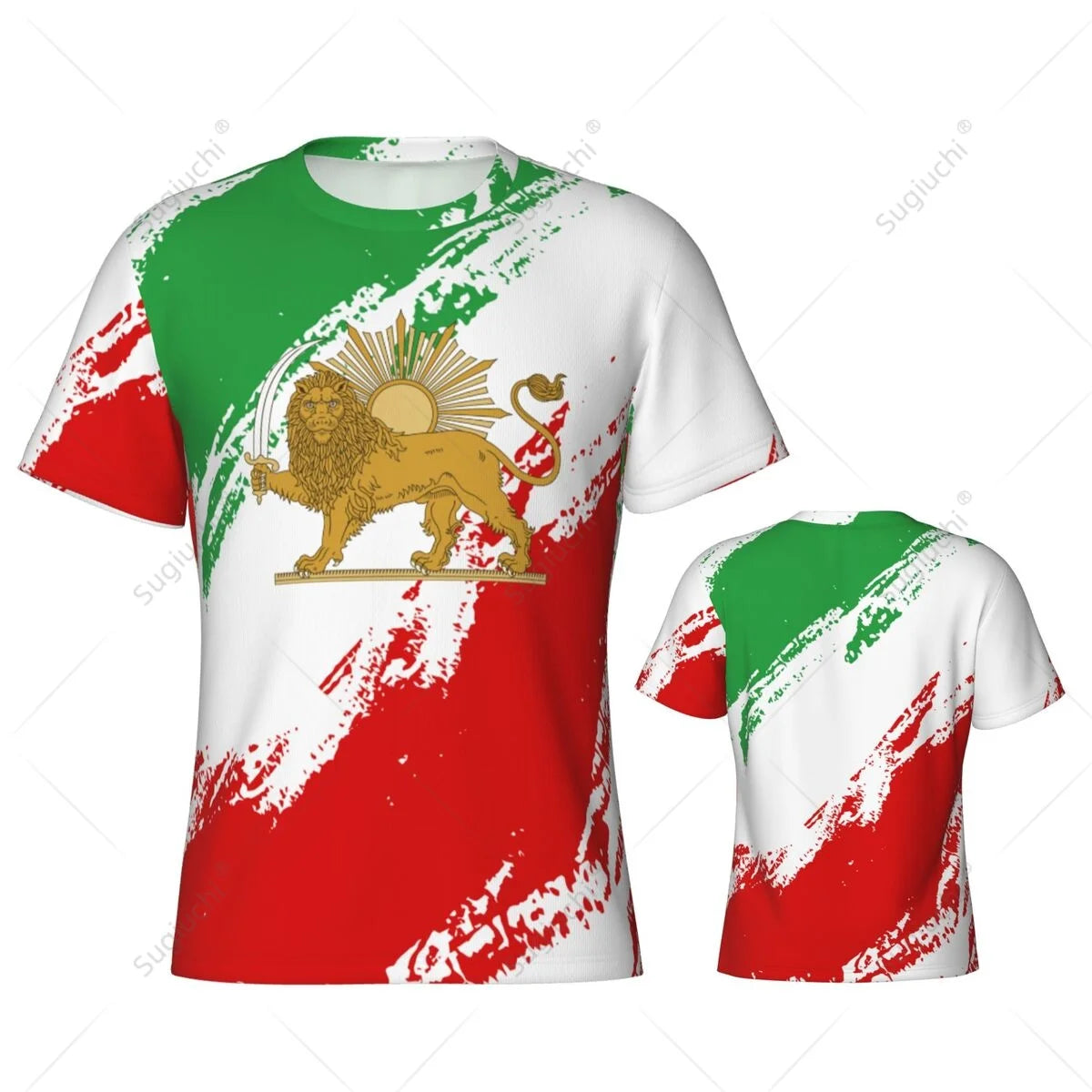 Custom Name Nunber Persia Iran Lion And Sun Flag Emblem 1423-1979 Men Tight Sports T-shirt Tees jersey For Soccer Football Fans