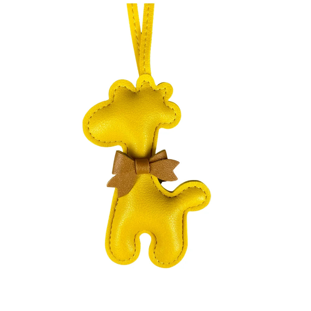 Adorable Leather Giraffe Bag Charm with Cute Bow