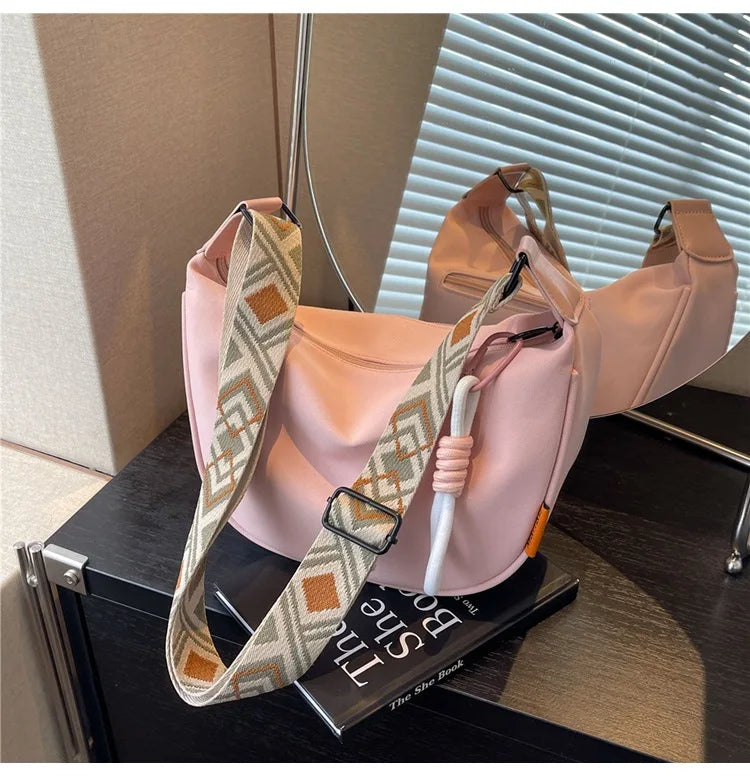 New Fashion Crossbody Bag Simple Wide Shoulder Strap Design Single Shoulder Bag
