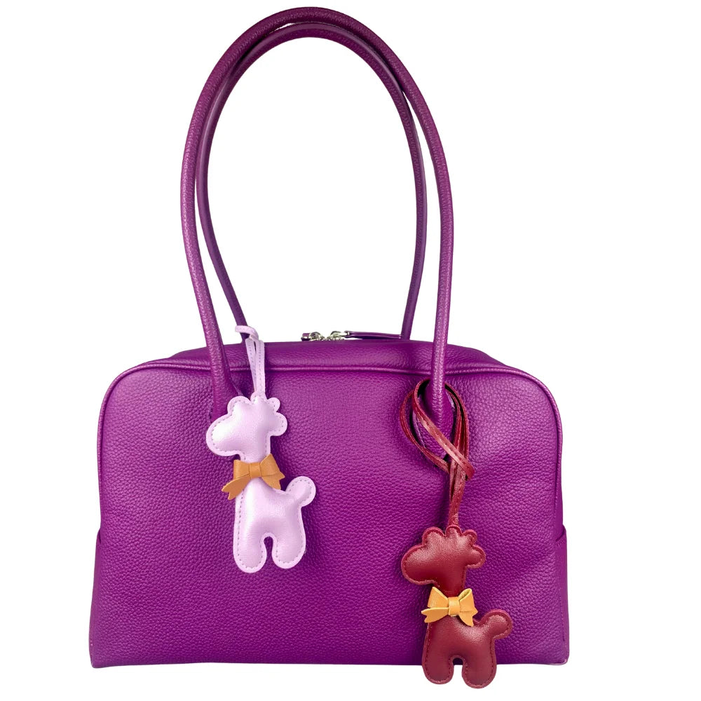 Adorable Leather Giraffe Bag Charm with Cute Bow