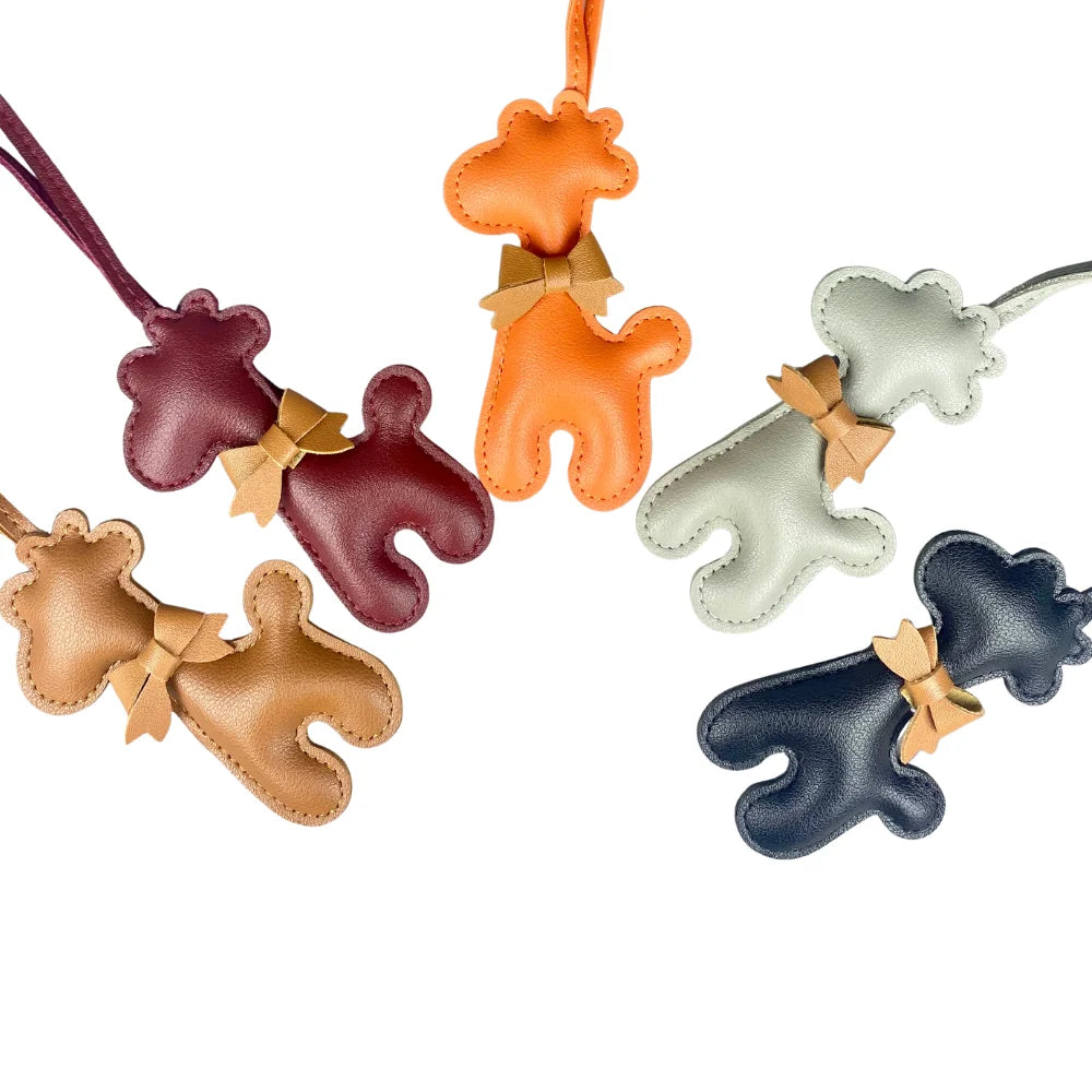 Adorable Leather Giraffe Bag Charm with Cute Bow