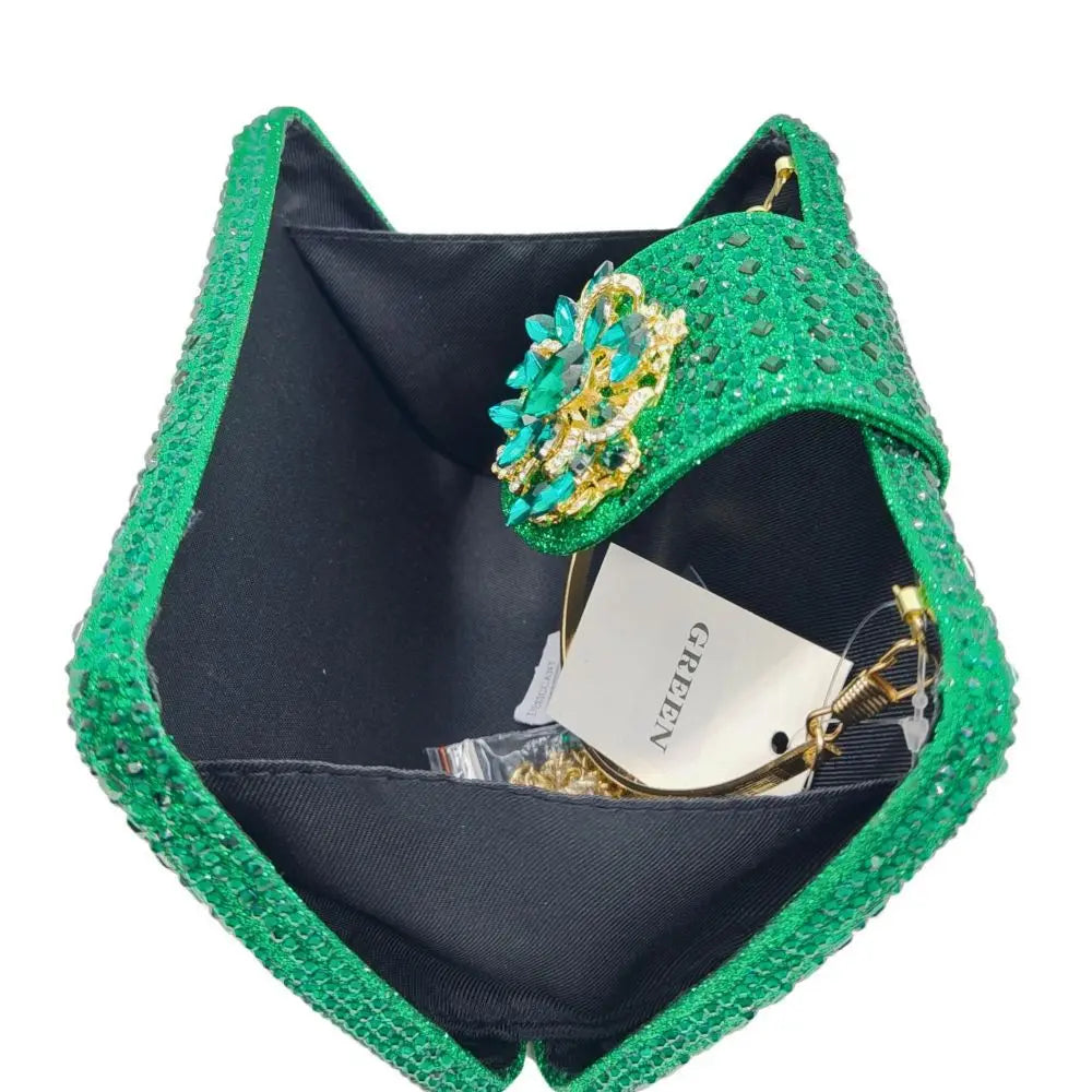 Sparkling Rhinestone Clutch Bag Lady Crystal Evening Purse Luxury Metal Handle Chain
