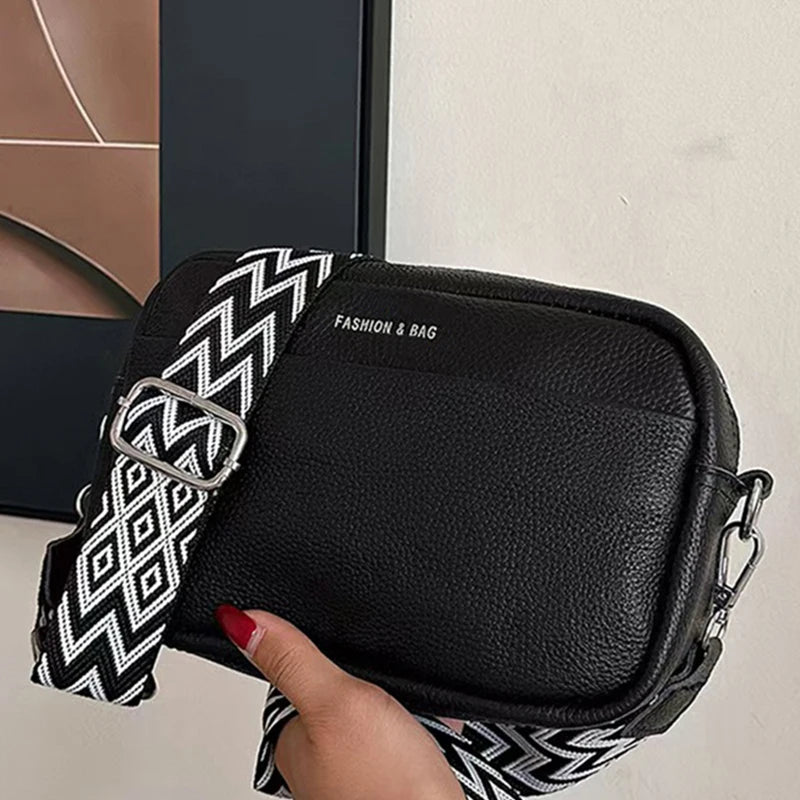 Elegant Faux Leather Camera Crossbody Bag Letter Strap Adjustable Lightweight