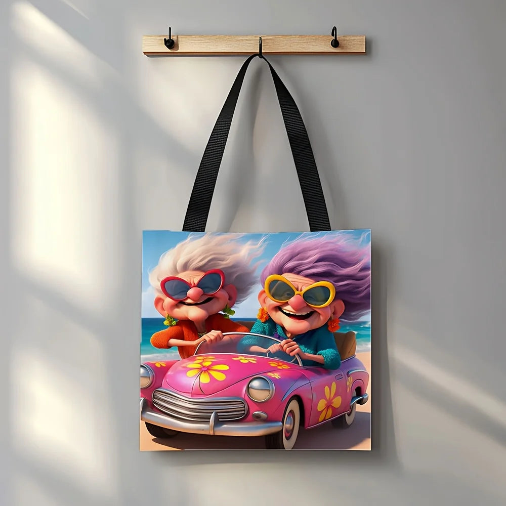 Grandma Driving Shopping Bag Birthday Gift Foldable Fashion Casual Shoulder Bag