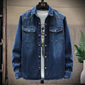 Trendy Men's Denim Jacket Spring-Autumn Fashionable Pure Cotton Breathable Casual Long-Sleeved Denim Shirt Comfortable Men's Top