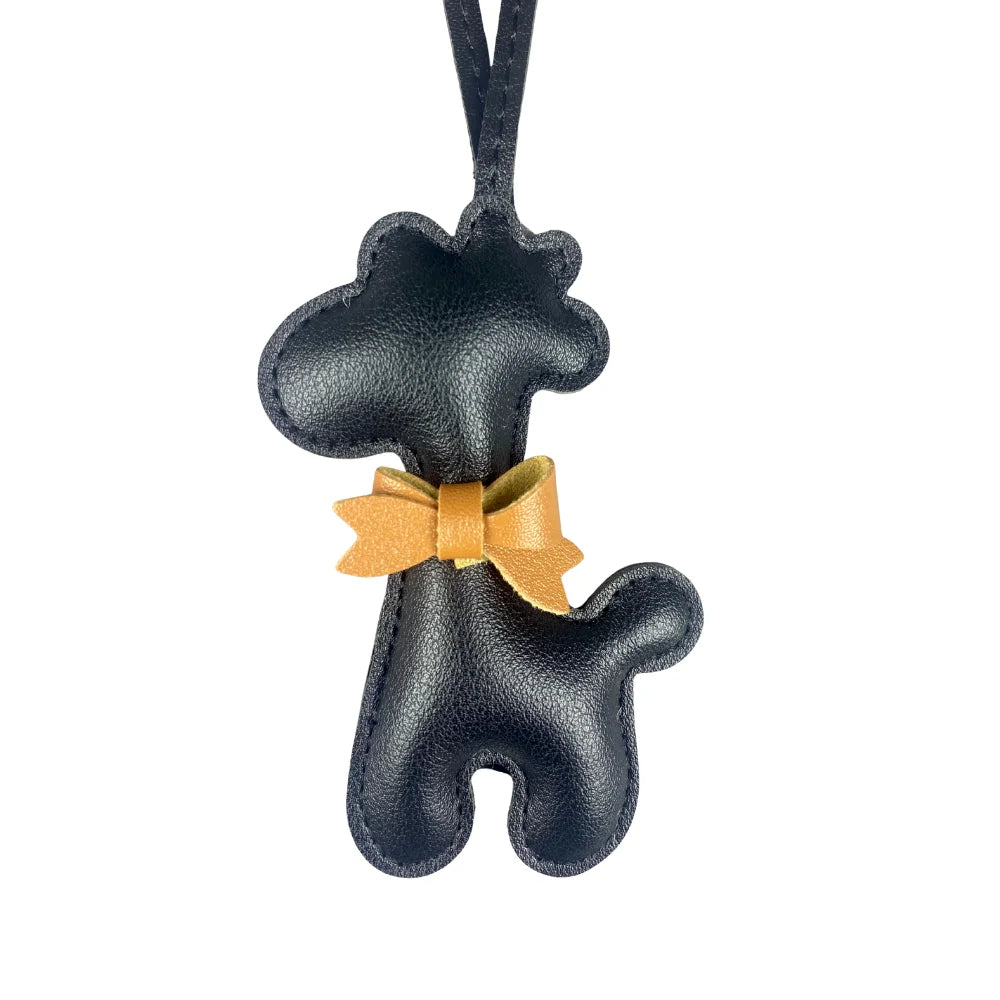 Adorable Leather Giraffe Bag Charm with Cute Bow