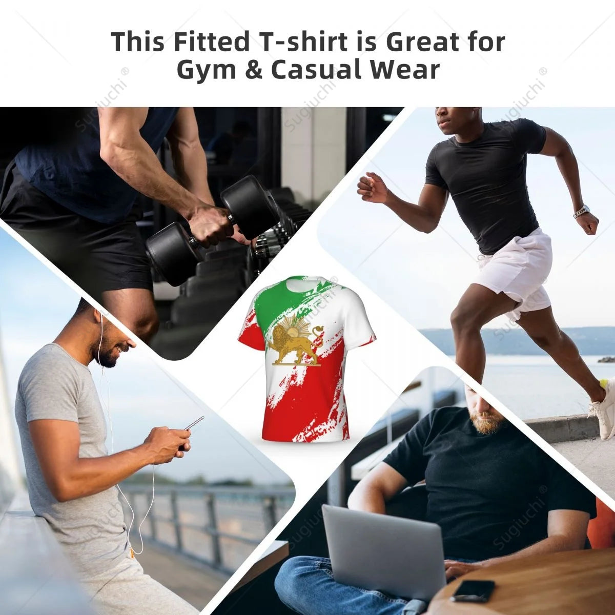 Custom Name Nunber Persia Iran Lion And Sun Flag Emblem 1423-1979 Men Tight Sports T-shirt Tees jersey For Soccer Football Fans