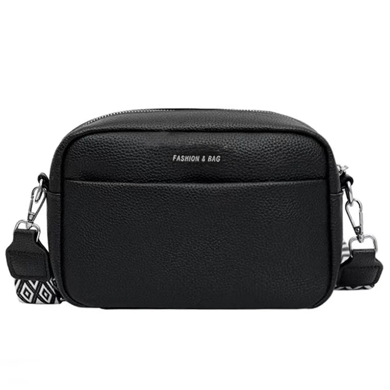 Elegant Faux Leather Camera Crossbody Bag Letter Strap Adjustable Lightweight