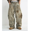 American wash do old design heavy punk hip Hop men jeans 2026 new fashion retro personality high waist jeans couple loose pants