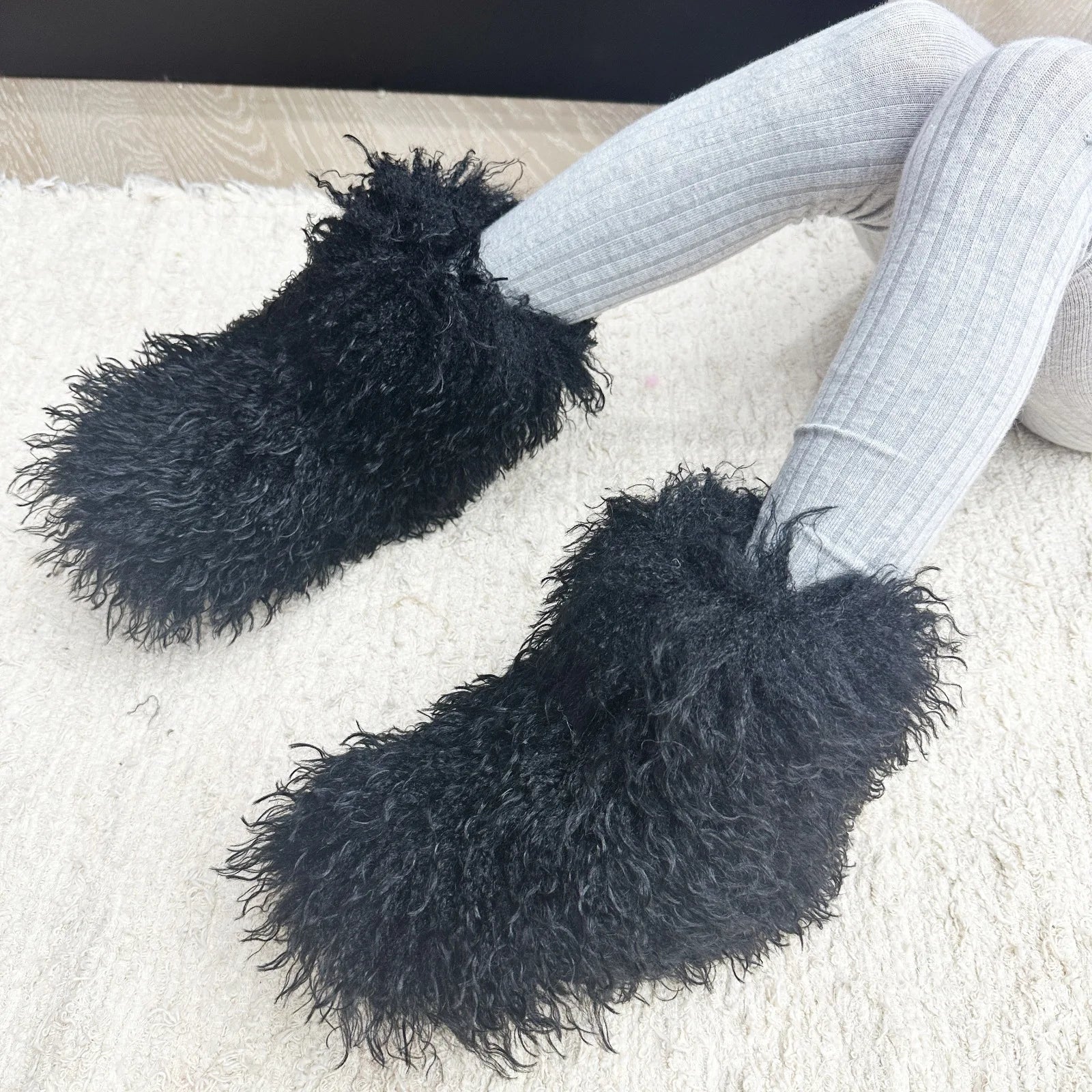 Hot Kids Warm Fur Boots Kids Winter Plush Faux Fur Snow Boots Ladies