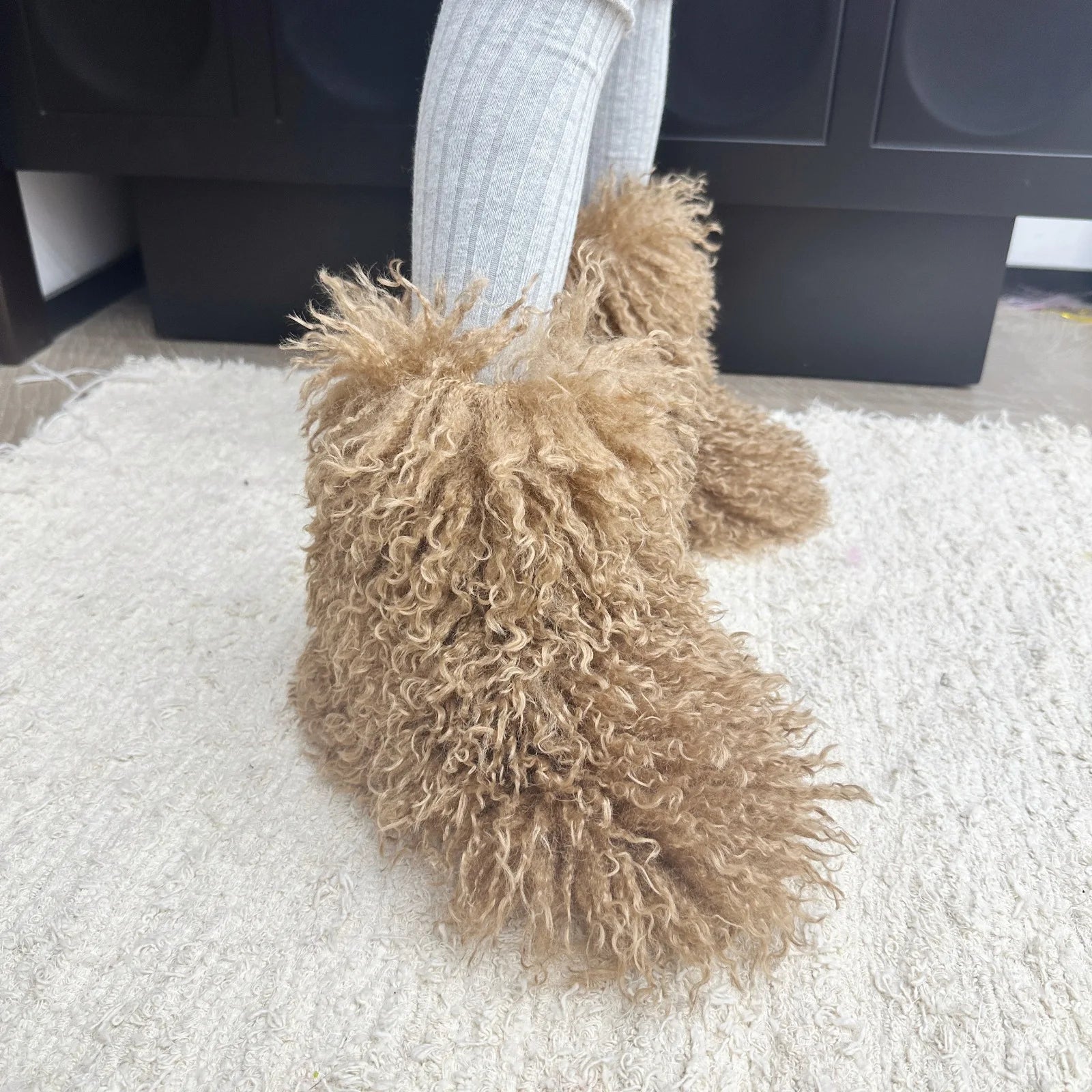 Hot Kids Warm Fur Boots Kids Winter Plush Faux Fur Snow Boots Ladies