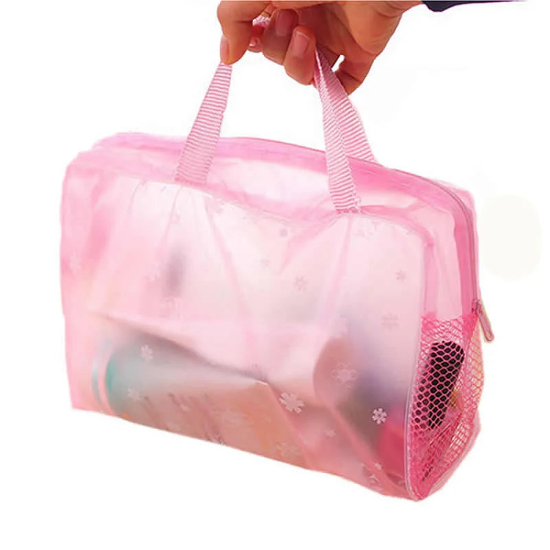1 Pc PVC Transparent Cosmetic Bag Clear Makeup Bag for Women Girl Waterproof Zipper Beauty Case Travel Toiletry Bags Handbag