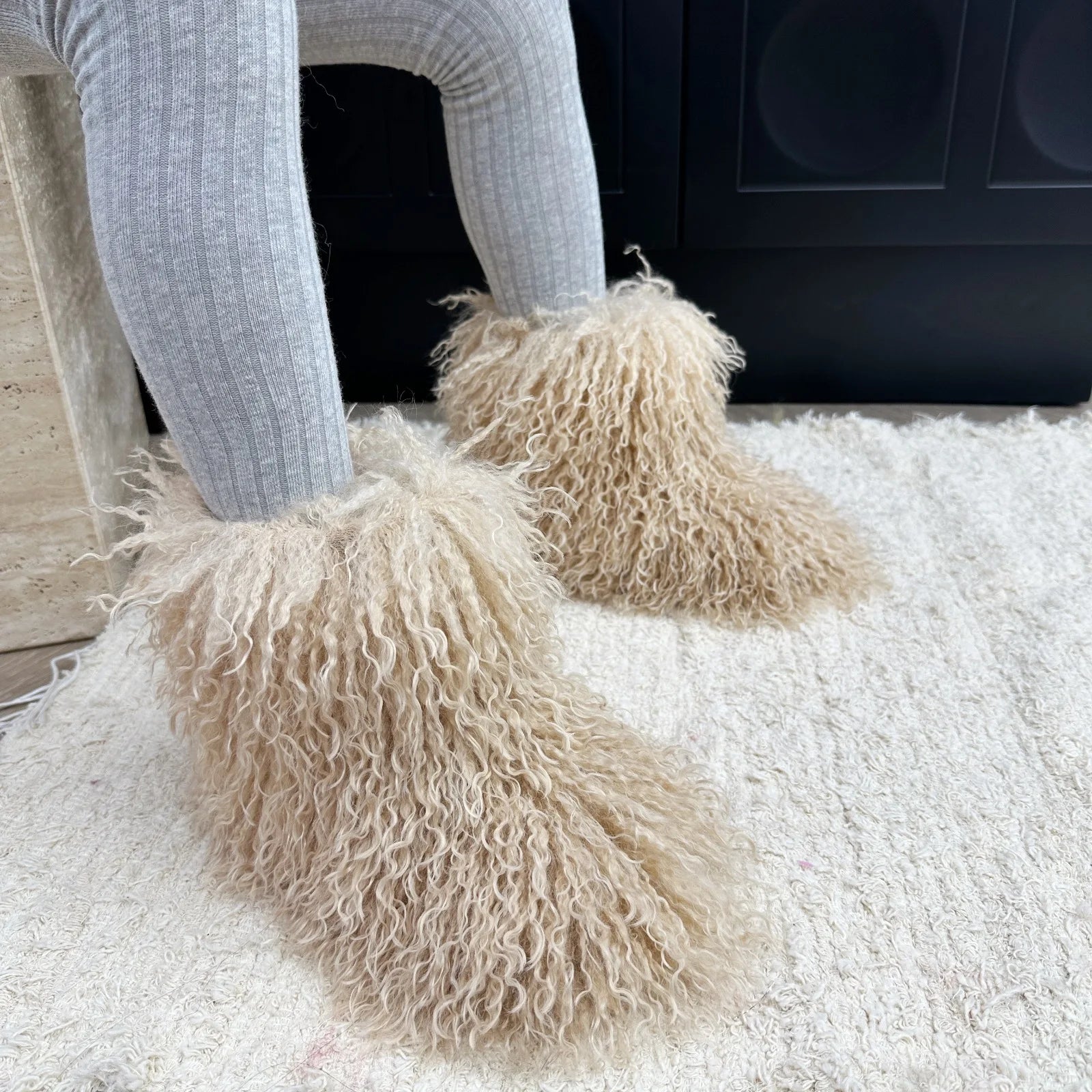 Hot Kids Warm Fur Boots Kids Winter Plush Faux Fur Snow Boots Ladies