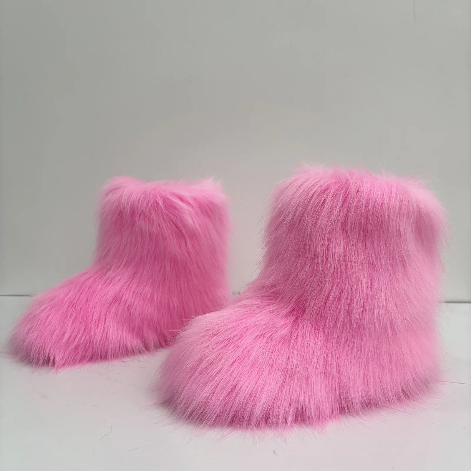 Hot Kids Warm Fur Boots Kids Winter Plush Faux Fur Snow Boots Ladies