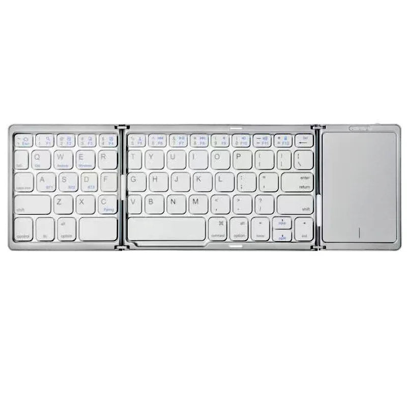 Dual Bluetooth 5.1 Keyboard 3-Folding Mini Keyboard Rechargeable Foldable Keyboard with Touchpad for Windows Android IOS iPad