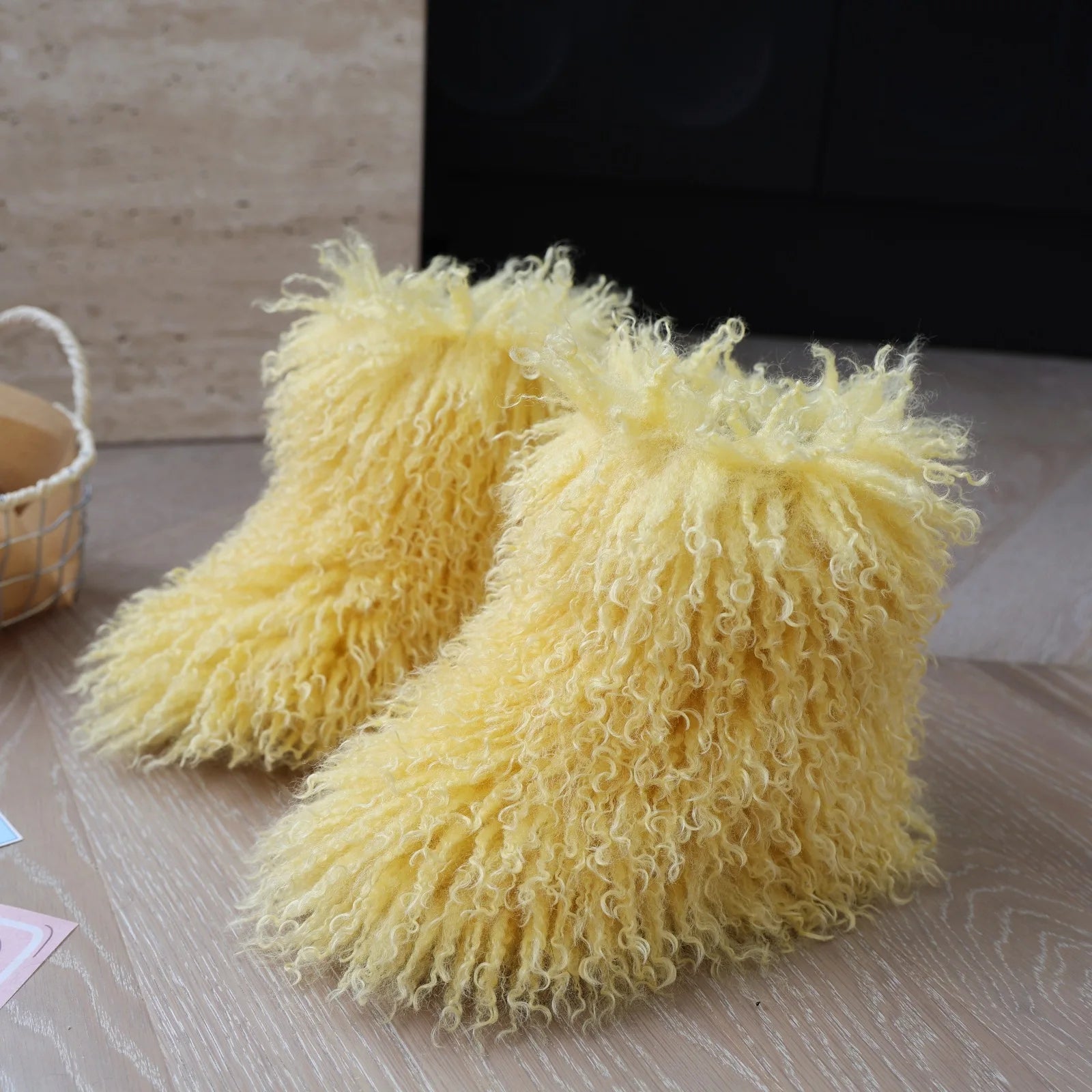 Hot Kids Warm Fur Boots Kids Winter Plush Faux Fur Snow Boots Ladies