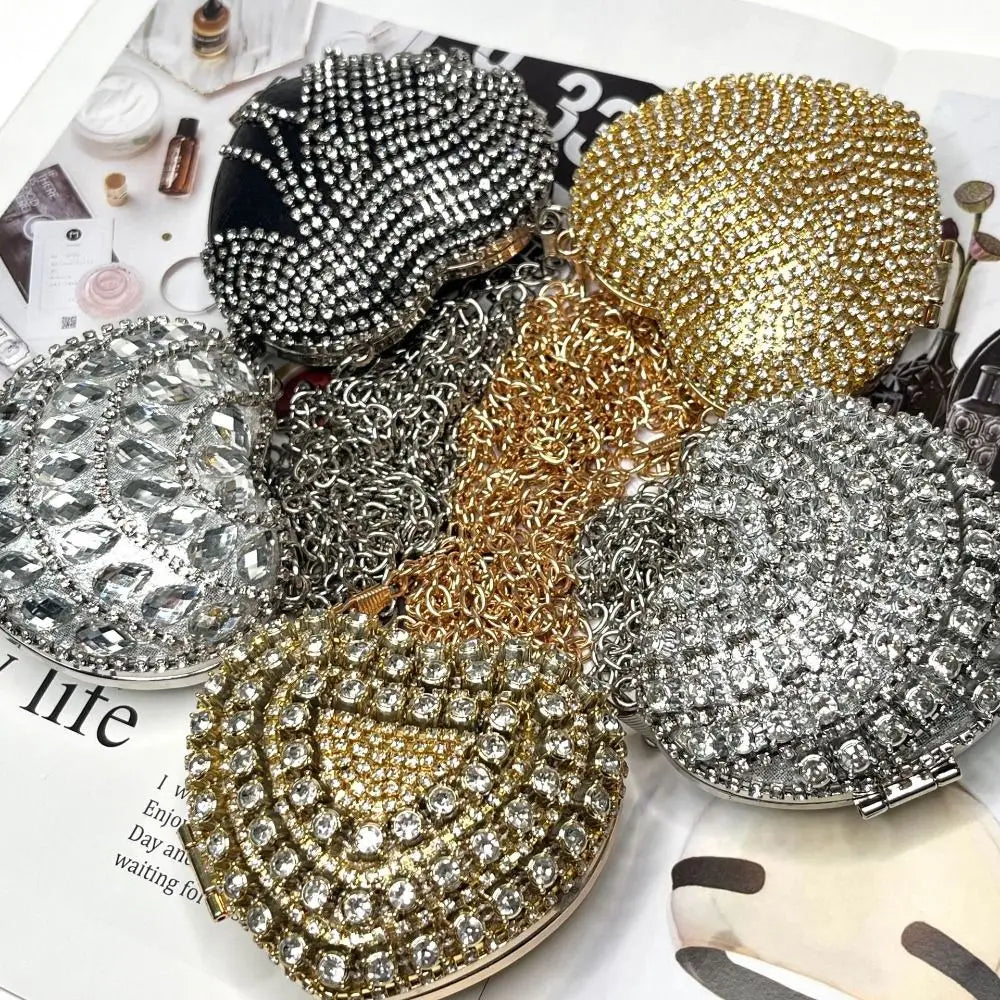 Luxury Rhinestones Ladies Evening Bag Mini Heart Shape Shoulder Bag