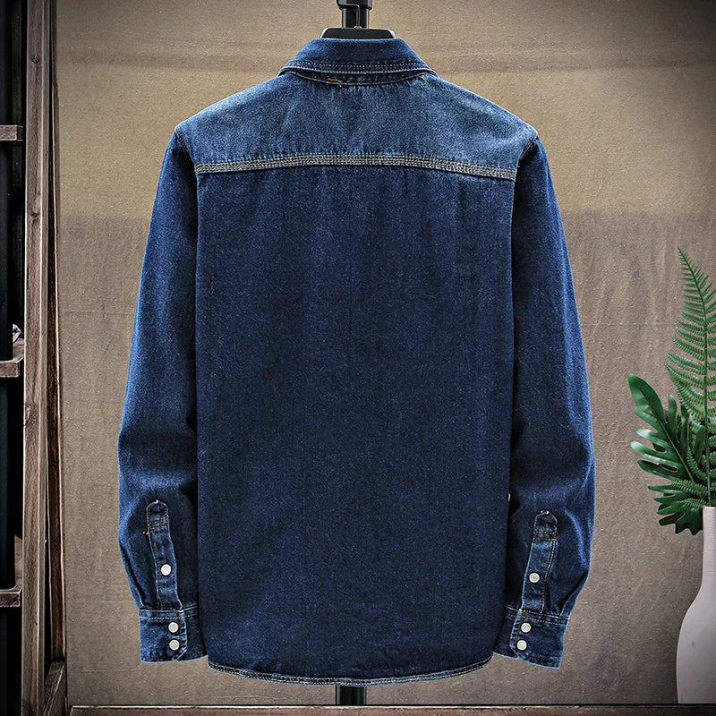 Trendy Men's Denim Jacket Spring-Autumn Fashionable Pure Cotton Breathable Casual Long-Sleeved Denim Shirt Comfortable Men's Top