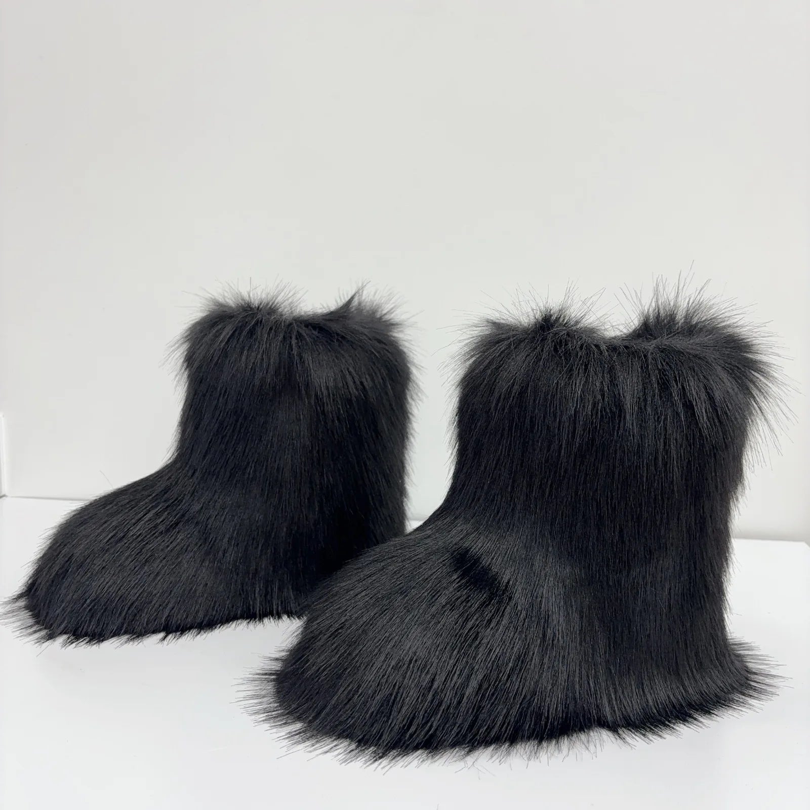 Hot Kids Warm Fur Boots Kids Winter Plush Faux Fur Snow Boots Ladies