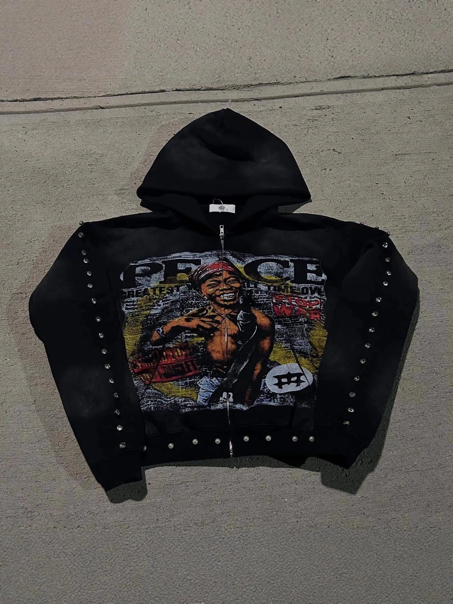 Y2K Aesthetic Pattern Print Hoodie Vintage