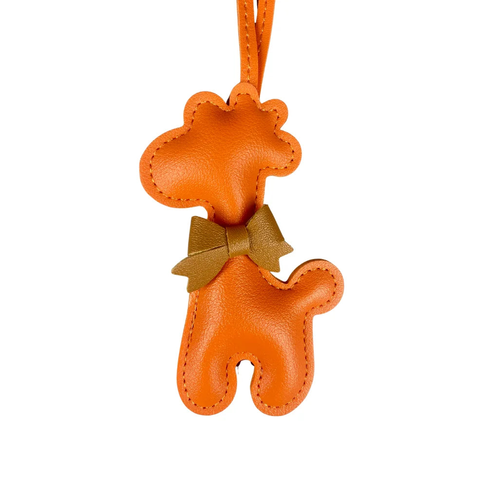 Adorable Leather Giraffe Bag Charm with Cute Bow