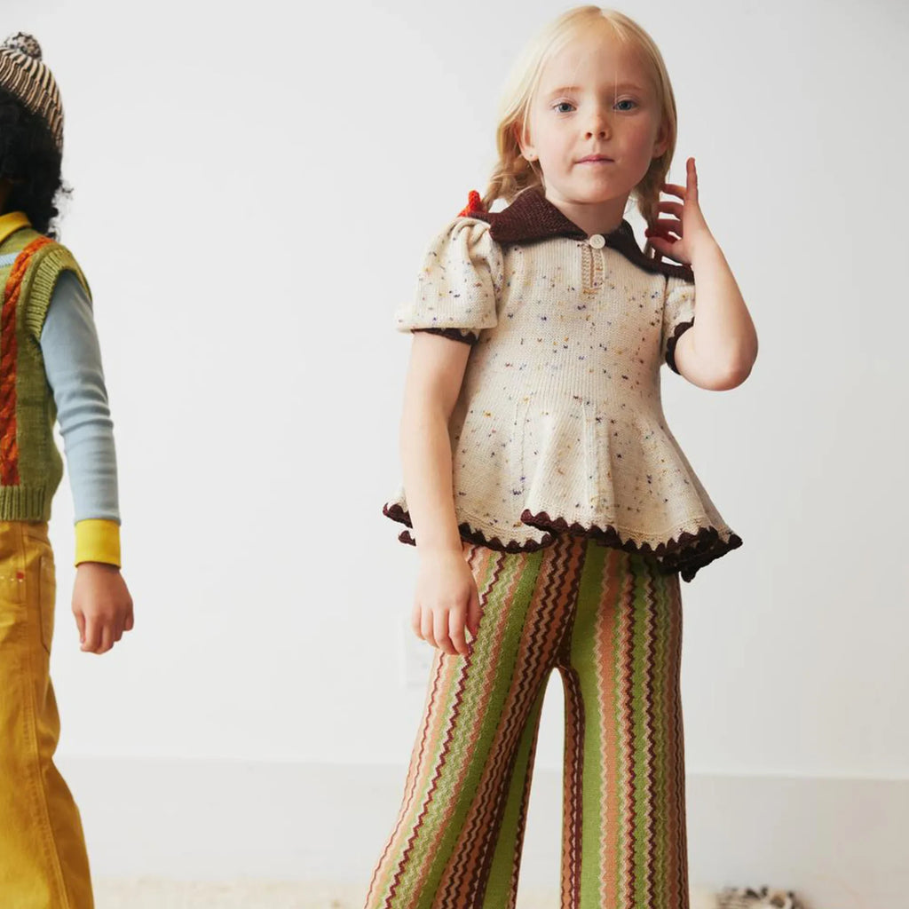 Children's sweater 2025 MP Autumn/Winter retro pastoral style baby girls warm pullover knitted cardigan half skirt set
