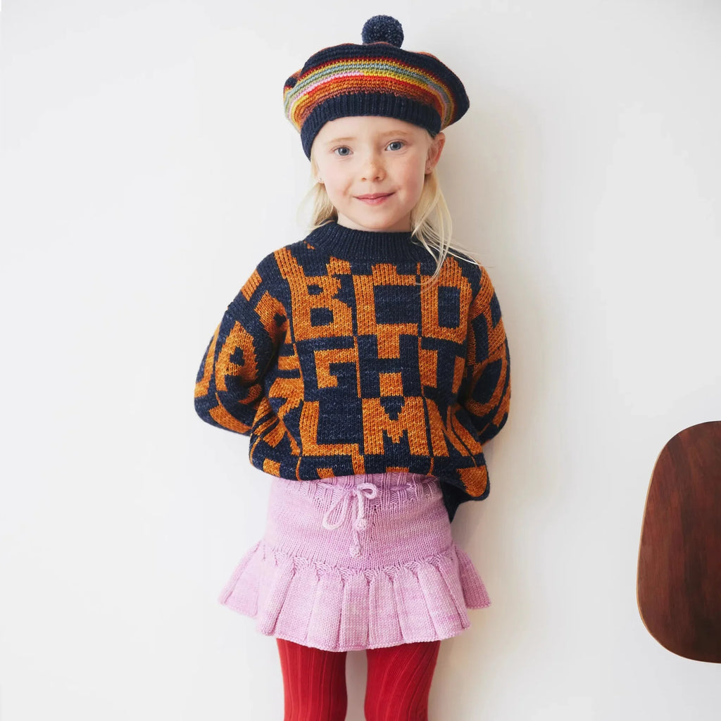 Children's sweater 2025 MP Autumn/Winter retro pastoral style baby girls warm pullover knitted cardigan half skirt set