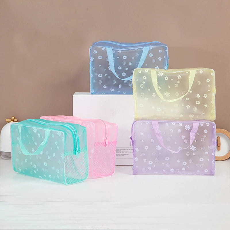1 Pc PVC Transparent Cosmetic Bag Clear Makeup Bag for Women Girl Waterproof Zipper Beauty Case Travel Toiletry Bags Handbag